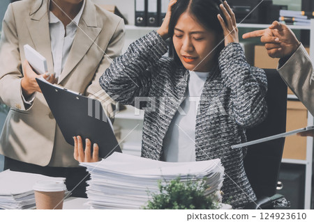 Large group of worried business people having a meeting. Large group of worried business people having a meeting. 124923610
