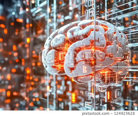 Image material showing the connection between the brain and the system 124923628