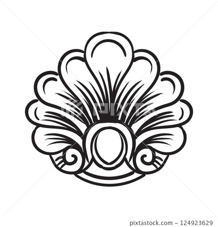 Baroque design element hand drawing ornament vector illustration 124923629