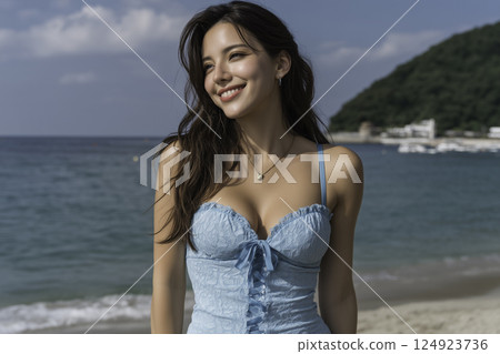 Midsummer beach female image 124923736