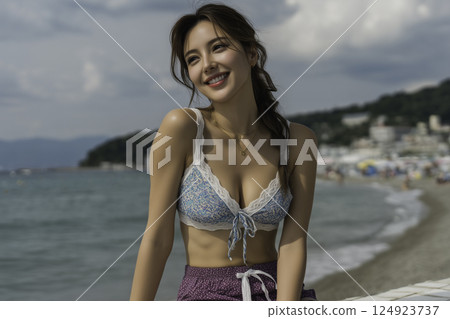 仲夏海灘女性形象 仲夏海灘女性形象 124923737