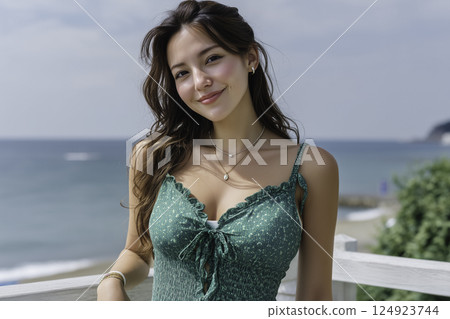 仲夏海灘女性形象 124923744