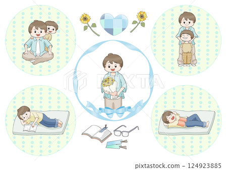 Father's Day Illustration Set Father's Day Illustration Set 124923885