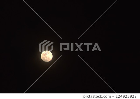 yellow full moon covering by cloud floating on sky in night background 124923922