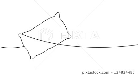 Rectangle pillow one line continuous drawing. Comfortable fluffy pillow. Vector illustration. Rectangle pillow one line continuous drawing. Comfortable fluffy pillow. Vector illustration. 124924495