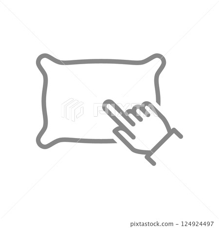 Finger click on pillow line icon. Online shopping for sleep symbol. Vector illustration. 124924497