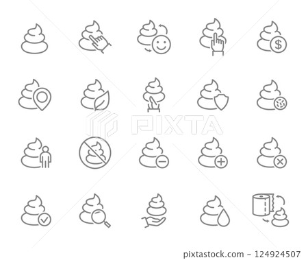 Poop set line icon. Pile of shit symbol. Vector illustration. 124924507