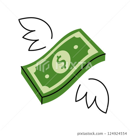 Money with wings. Flying dollar bill. Money investment and business commerce. Vector illustration. 124924554