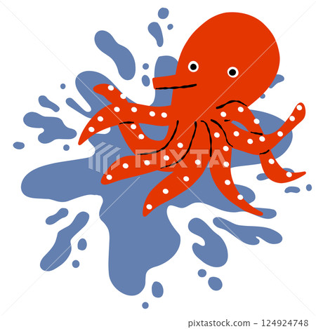 Illustration of an octopus spitting ink Illustration of an octopus spitting ink 124924748