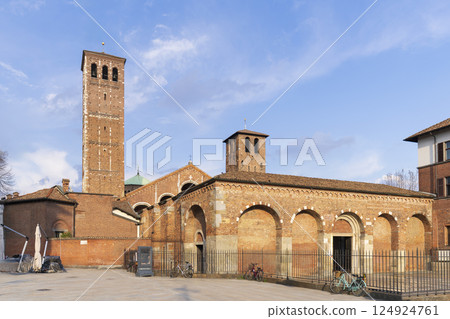 Nice view of abbey of Saint Ambrose exterior at sunny day Nice view of abbey of Saint Ambrose exterior at sunny day 124924761