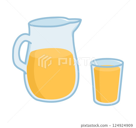 一瓶和一杯柳橙汁的插圖 一瓶和一杯柳橙汁的插圖 124924909