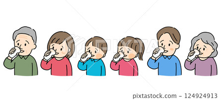 一家人喝牛奶的插圖集 124924913