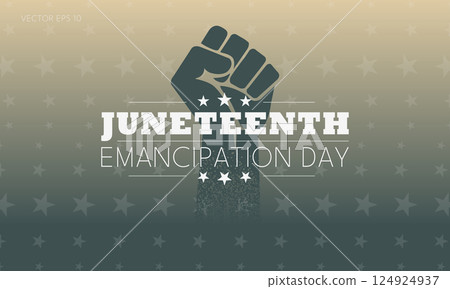 Emancipation Day Juneteenth Poster with Stars and Raised Fist Symbol 124924937