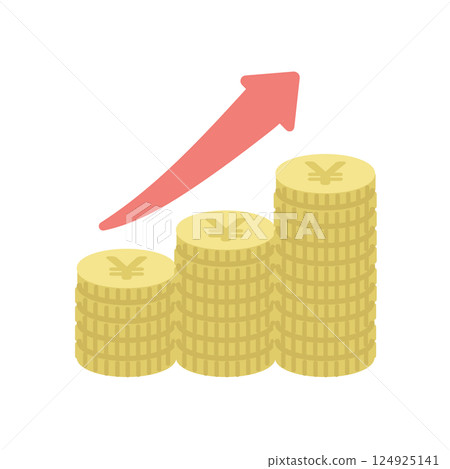 Money increasing, rising arrow illustration 124925141
