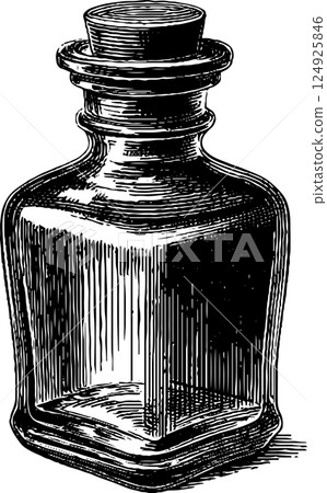 Vintage engraved potion bottle illustration for design and decor 124925846