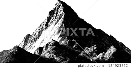 Engraved mountain peak art for nature and outdoor themes 124925852