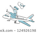 去旅行的飛機上的女孩 124926198