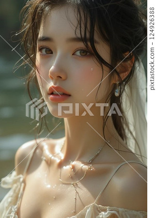 beautiful white dress woman 124926388