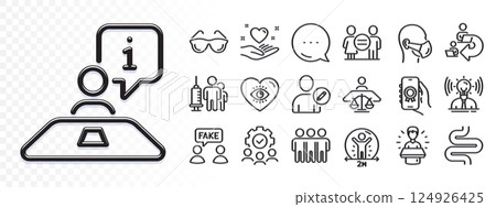 Award app, Brand and Medical mask line icons for web app. Glare of light effect. Message icon. Pack of Friendship, Intestine, Equality pictogram icons. Vector 124926425