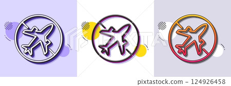 Airplane mode line icon. Halftone dotted pattern. Gradient icon with grain shadow. Cancel flight sign. Turn off mobile in plane symbol. Line airplane mode icon. Various designs. Vector 124926458