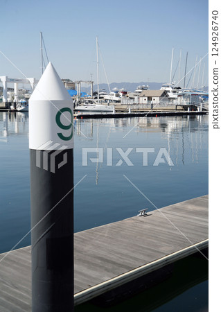 Pier and yachts in yacht harbor 124926740