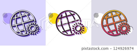 World weather line icon. Halftone dotted pattern. Gradient icon with grain shadow. Sun with globe sign. Hot season symbol. Line world weather icon. Various designs. Vector World weather line icon. Halftone dotted pattern. Gradient icon with grain shadow. Sun with globe sign. Hot season symbol. Line world weather icon. Various designs. Vector 124926974
