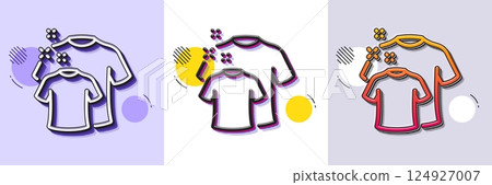 Clean t-shirt line icon. Halftone dotted pattern. Gradient icon with grain shadow. Laundry shirt sign. Clothing cleaner symbol. Line clean t-shirt icon. Various designs. Vector Clean t-shirt line icon. Halftone dotted pattern. Gradient icon with grain shadow. Laundry shirt sign. Clothing cleaner symbol. Line clean t-shirt icon. Various designs. Vector 124927007