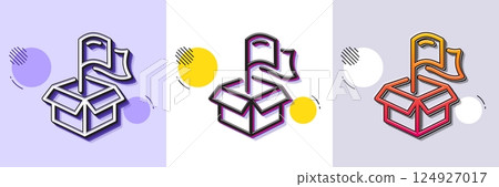 Flag line icon. Halftone dotted pattern. Gradient icon with grain shadow. Delivery location sign. Package destination symbol. Line delivery location icon. Various designs. Vector 124927017