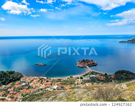 Aerial View of Sveti Stefan, Montenegro 124927162