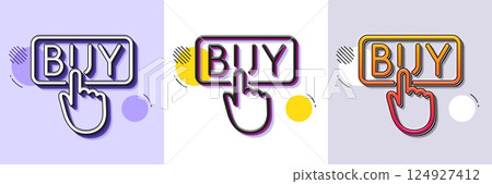 Click to Buy line icon. Halftone dotted pattern. Gradient icon with grain shadow. Online Shopping sign. E-commerce processing symbol. Line buying icon. Various designs. Vector 124927412