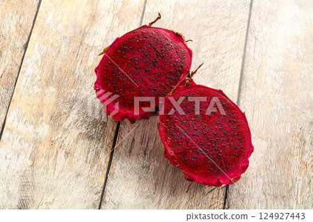 Raw sweet red dragon fruit 124927443