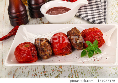 Turkish cuisine - Domatesli Kebab with tomato 124927476