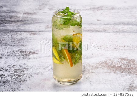 Homemade lemonade with mint and orange 124927552