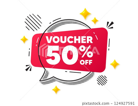 Coupon chat speech bubble. Social media concept. Voucher 50 percent off sale. Special offer coupon sign. Black friday discount symbol. Red chat message. Offer speech bubble. Glare 3d stars. Vector Coupon chat speech bubble. Social media concept. Voucher 50 percent off sale. Special offer coupon sign. Black friday discount symbol. Red chat message. Offer speech bubble. Glare 3d stars. Vector 124927591
