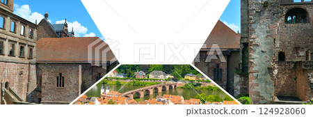 An ancient, partially ruined brick structure from Heidelberg Castle in Germany. Mosaic pattern. An ancient, partially ruined brick structure from Heidelberg Castle in Germany. Mosaic pattern. 124928060