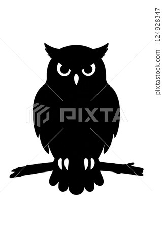 Silhouette illustration of an owl spreading its wings and taking off 124928347