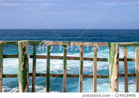 Fence and Atlantic ocean, Galdar, Gran Canaria 124928466
