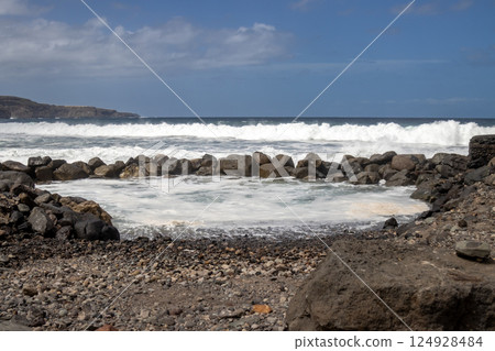 Rocky shore of Atlantic ocean, Gran Canaria, Spain Rocky shore of Atlantic ocean, Gran Canaria, Spain 124928484