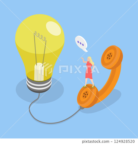 3D Isometric Flat Vector Illustration of Telemarketing, Selling Products Over a Phone 3D Isometric Flat Vector Illustration of Telemarketing, Selling Products Over a Phone 124928520
