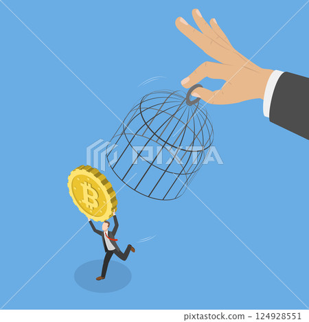 3D Isometric Flat Vector Illustration of Cryptocurrency Regulation, Government Trying to Control Crypto 3D Isometric Flat Vector Illustration of Cryptocurrency Regulation, Government Trying to Control Crypto 124928551