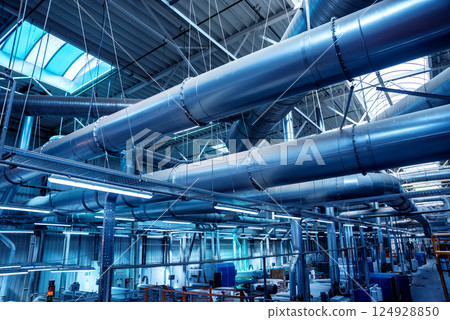 Air conditioning of buildings. Background of ventilation pipes. Air conditioning of buildings. Background of ventilation pipes. 124928850