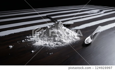 illustration of white powder cocaine line 124928997