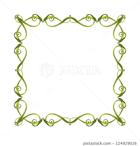 Elegant watercolor floral frame of swirl green vines, leaves on white background. Botanical illustration template. Hand painted border for wedding invitation, eco, stationery, spring decor, scrapbook Elegant watercolor floral frame of swirl green vines, leaves on white background. Botanical illustration template. Hand painted border for wedding invitation, eco, stationery, spring decor, scrapbook 124929026