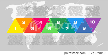 Puzzle diagram infographic process on 10 steps Puzzle diagram infographic process on 10 steps 124929040