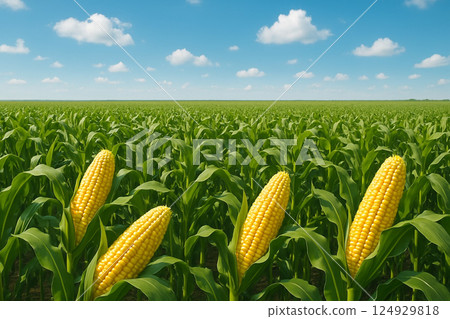 Corn field and blue sky 124929818