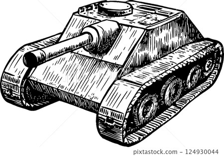 Illustration of a Military Tank Illustration of a Military Tank 124930044
