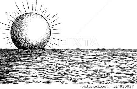 Artistic Sunset Over Ocean 124930057