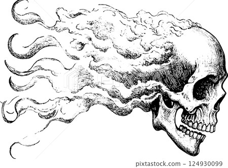 Skull with Swirling Smoke Illustration Skull with Swirling Smoke Illustration 124930099