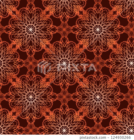Seamless pattern with mandala shape. Endless knitted ornament. 124930266