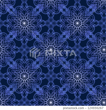 Seamless pattern with mandala shape. Endless knitted ornament. Seamless pattern with mandala shape. Endless knitted ornament. 124930267